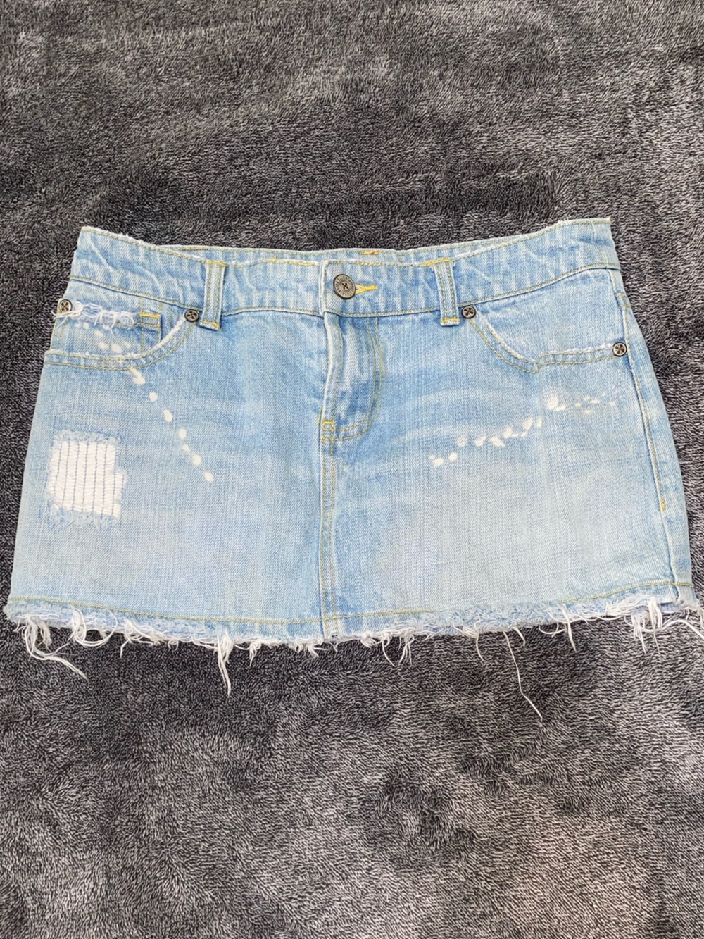Blue Asphalt Low Rise Distressed Denim Mini Skirt Size 3 Y2K